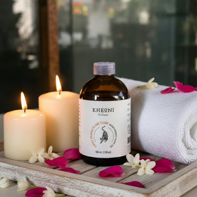 Sweet Orange & Ylang Ylang Moisturizing Body Oil – 100 ml – Body Oil on Brown Living™. SKU: FFBIOY100L. Img 9.