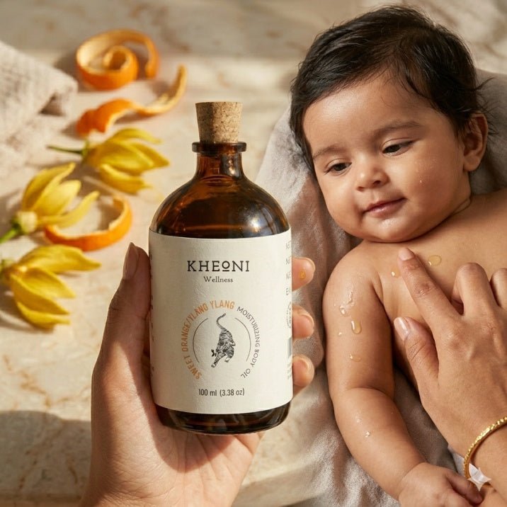 Sweet Orange & Ylang Ylang Moisturizing Body Oil – 100 ml – Body Oil on Brown Living™. SKU: FFBIOY100L. Img 3.