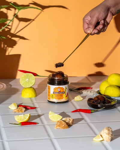 Sweet & Spicy Lemon Pickle – Tangy, Zesty, Homemade Indian Pickle – Pickles & Chutney on Brown Living™. SKU: NN_03. Img 5.