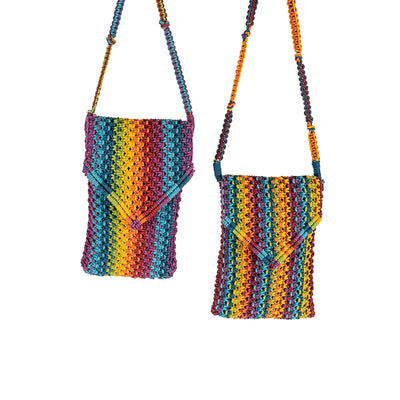 Sweven Blended Hand - Knotted Mobile Pouch – Stylish Phone Carry Case – Handbags on Brown Living™. SKU: S23MSWEVMOB175-BL. Img 5.