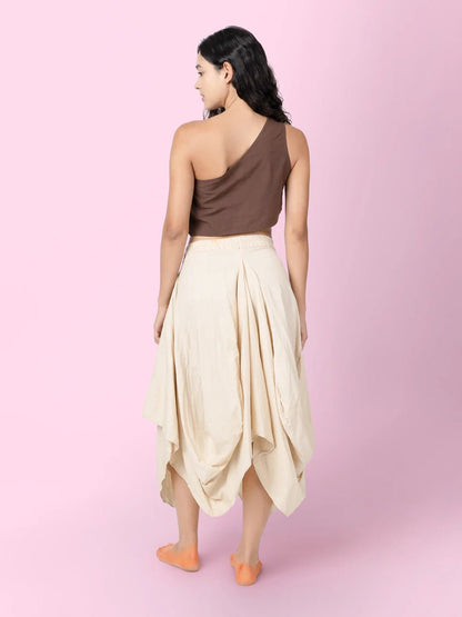 Swish - Brown One Shoulder Sleeveless Crop Top – Womens Top on Brown Living™. SKU: pH321. Img 3.