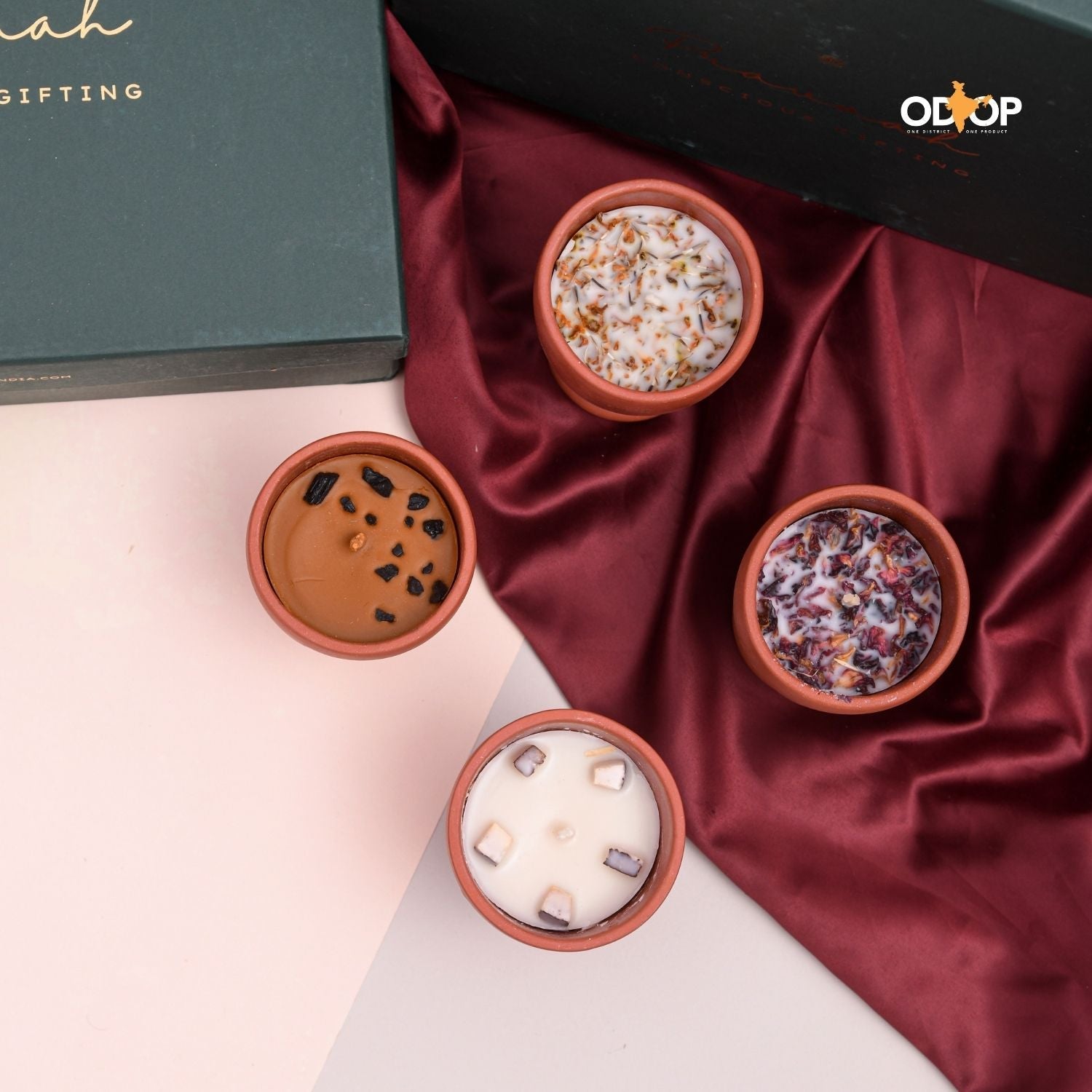 Symphony of Scents – Soy Wax Terracotta Candle Gift Hamper – Candles & Fragrances on Brown Living™. SKU: PRA25GH017. Img 1.