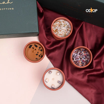 Symphony of Scents – Soy Wax Terracotta Candle Gift Hamper – Candles & Fragrances on Brown Living™. SKU: PRA25GH017. Img 1.