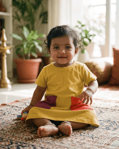 T Dress for Kids | Herbal Dyed Cotton Tee Shirt Dress – Kids Daywear Sets on Brown Living™. SKU: TDY03003. Img 3.