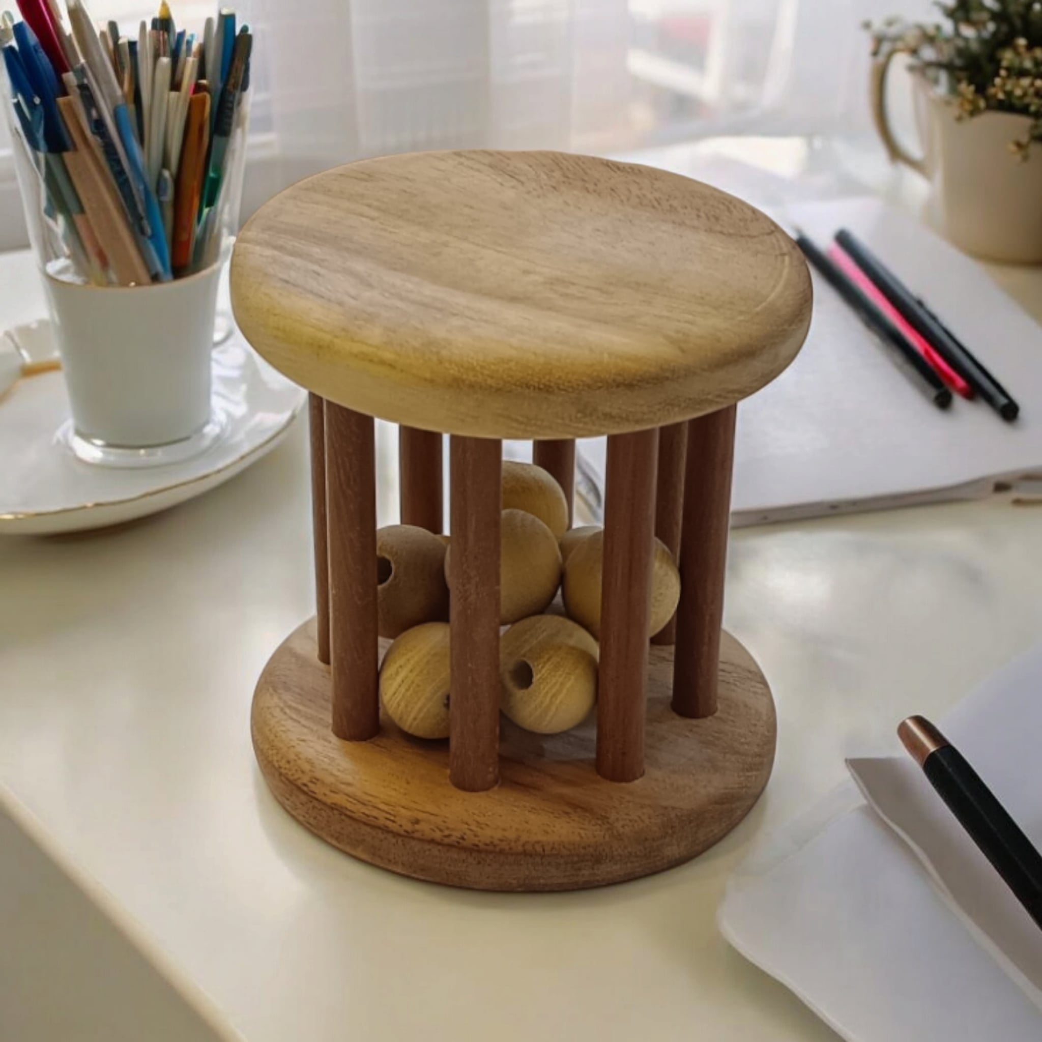 Table Top Décor Neem Wooden Tumbler Paper Weight – Wooden Toys on Brown Living™. SKU: ND_TMBLR. Img 1.