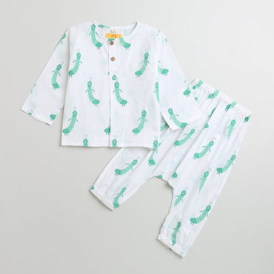 Taily Caterpillar - Unisex Infant Cotton Nightwear – Kids Onesies on Brown Living™. SKU: MITHIC - 0613042. Img 1.