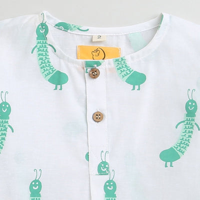 Taily Caterpillar - Unisex Infant Cotton Nightwear – Kids Onesies on Brown Living™. SKU: MITHIC - 0613042. Img 2.