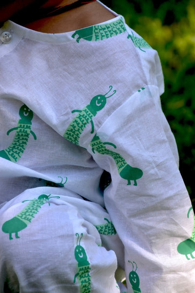 Taily Caterpillar - Unisex Infant Cotton Nightwear – Kids Onesies on Brown Living™. SKU: MITHIC - 0613042. Img 5.