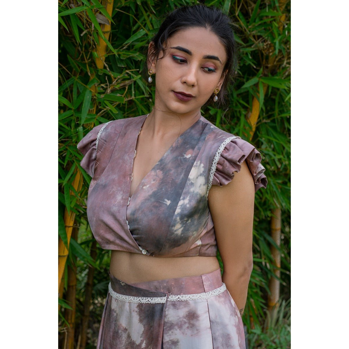 Taite Overlapped Crop Top | Stylish Women Crop Top | Minimal Fashion – Womens Top on Brown Living™. SKU: TMS0155-XS. Img 1.