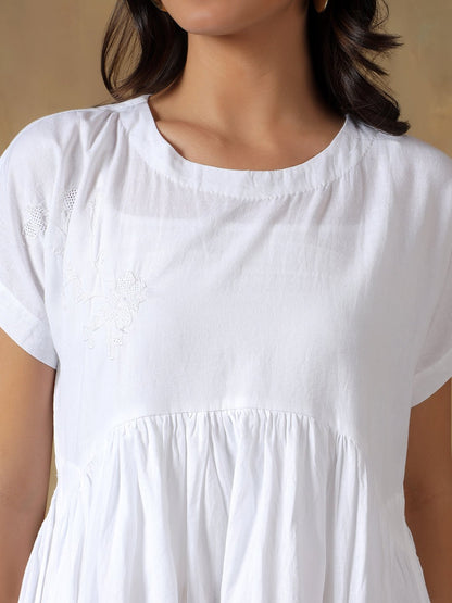 Tale of Two Cities White Dress | Elegant Women’s Cotton A - Line Dress – Womens Dress on Brown Living™. SKU: IHTCD02SW. Img 3.