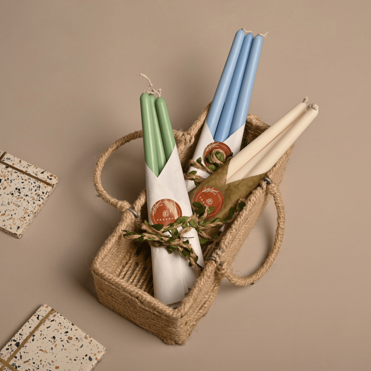 Tall Taper Candle | Unscented Soy wax | Available in assorted Colors – Candles & Fragrances by Pravaah India available on Brown Living™. . SKU: CAN_US_003_3. Img 2.