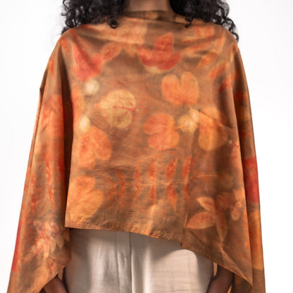 Tan Silk Scarf – Handcrafted Natural Silk Stole – Womens Scarf on Brown Living™. SKU: scarftan. Img 7.