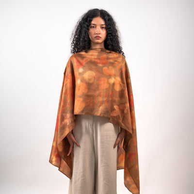 Tan Silk Scarf – Handcrafted Natural Silk Stole – Womens Scarf on Brown Living™. SKU: scarftan. Img 6.