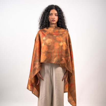 Tan Silk Scarf – Handcrafted Natural Silk Stole – Womens Scarf on Brown Living™. SKU: scarftan. Img 6.