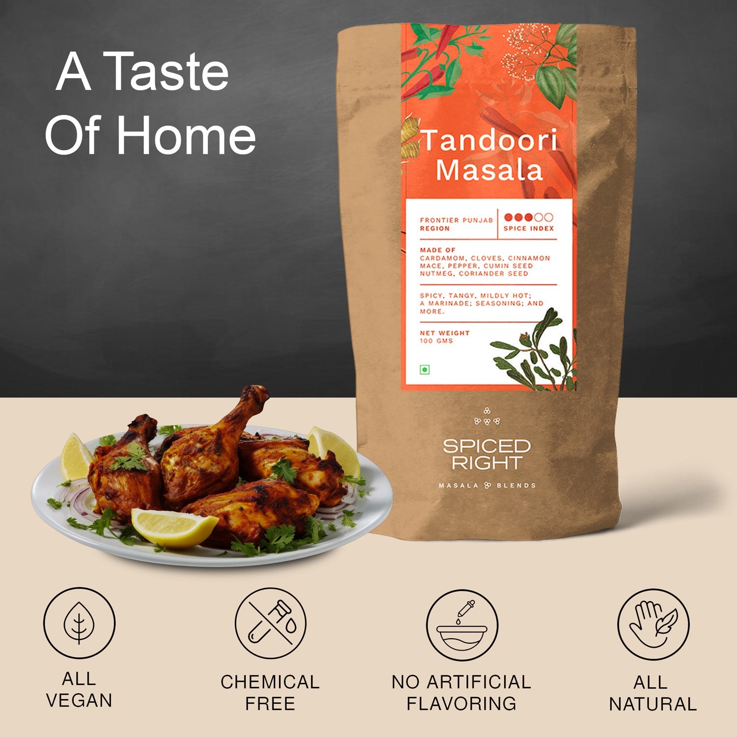 Tandoori Masala - Frontier Punjab Tradition, No Fillers – Seasonings & Spices on Brown Living™. SKU: SRTM. Img 4.