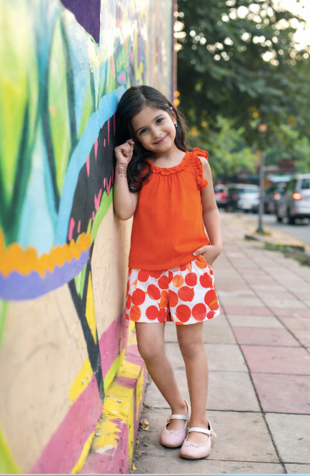Tangerine Top & Dot Print Shorts Set For Girls | Regular Fit – Kids Daywear Sets on Brown Living™. SKU: PG164_1. Img 8.
