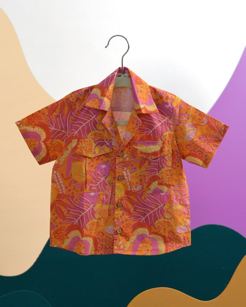 Tango Tropics Printed Cotton Hawaiian Shirt | Verified Sustainable Kids Shirts on Brown Living™