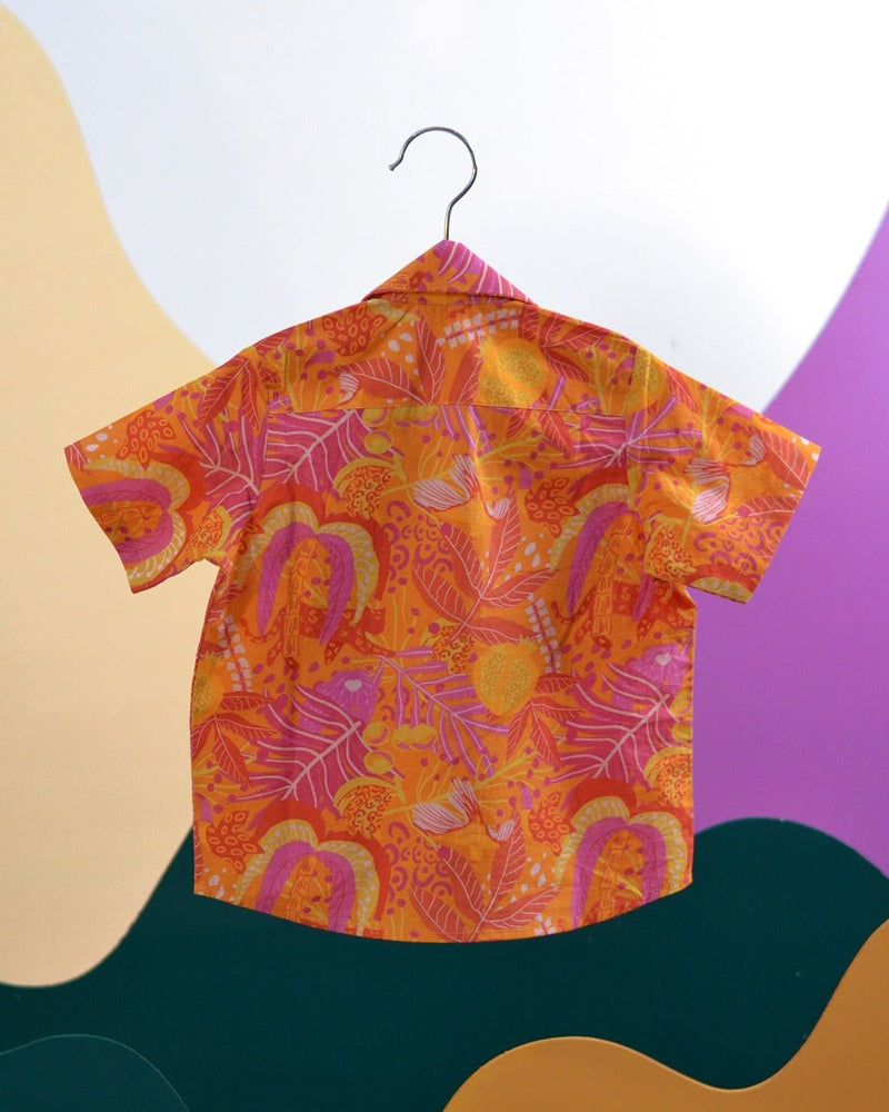 Tango Tropics Printed Cotton Hawaiian Shirt | Verified Sustainable Kids Shirts on Brown Living™