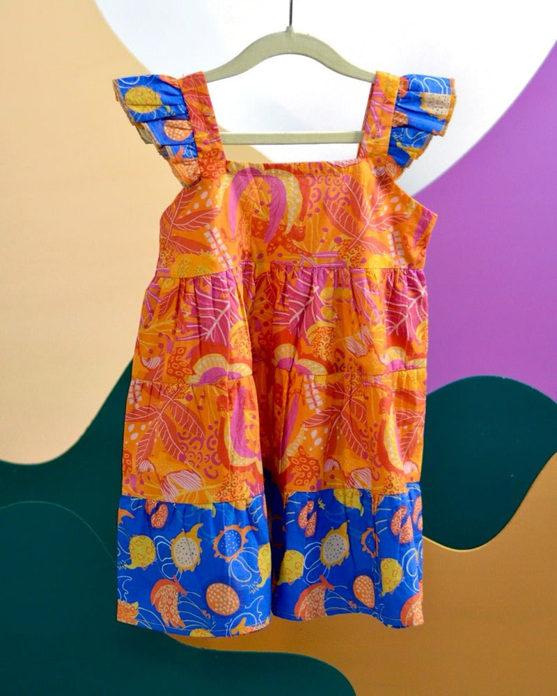 Tango Tropics Printed Tiered Dress | Verified Sustainable Kids Frocks & Dresses on Brown Living™