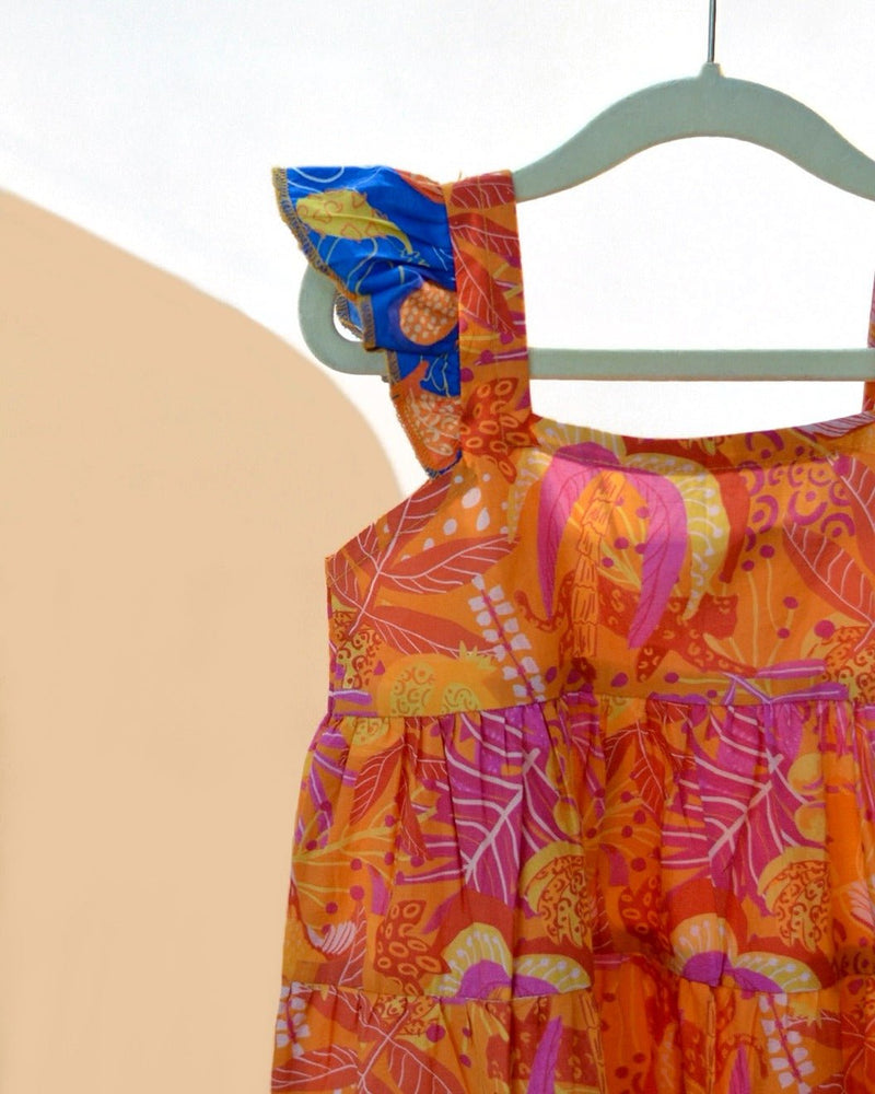 Tango Tropics Printed Tiered Dress | Verified Sustainable Kids Frocks & Dresses on Brown Living™