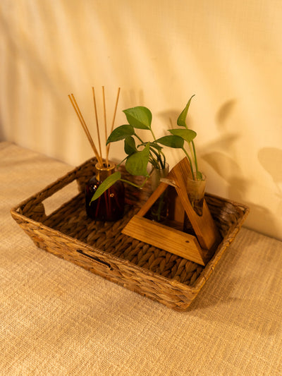 Tapered Tray - Water Hyacinth Tray – Trays & Platters on Brown Living™. SKU: 217W. Img 4.
