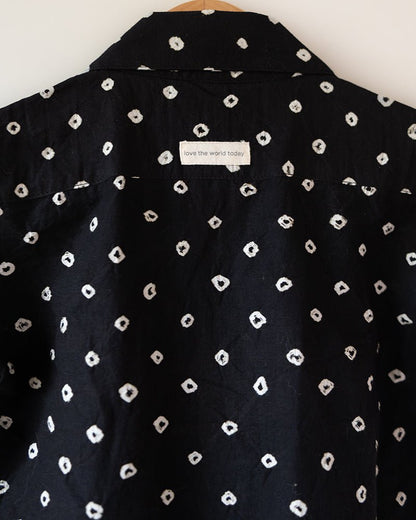 Tara Cotton Black Bandhani Half Sleeve Shirt – Kids Ethnic Sets by Love The World Today available on Brown Living™. 6 - 12 M . SKU: C34B6BS612. Img 5.