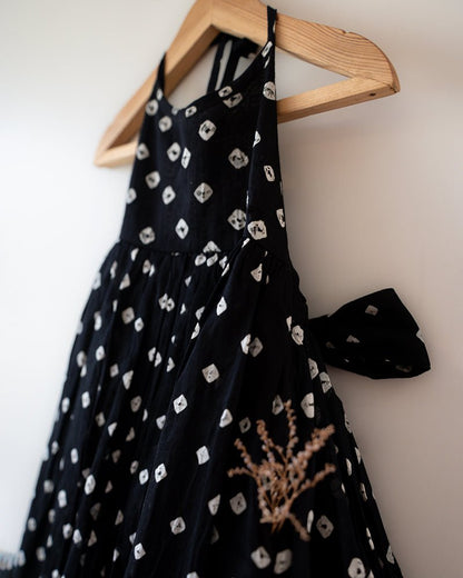 Tara Cotton Black Bandhani Halter Maxi Dress – Kids Frocks & Dresses by Love The World Today available on Brown Living™. 1 - 2 Y . SKU: C34G6BM12. Img 15.