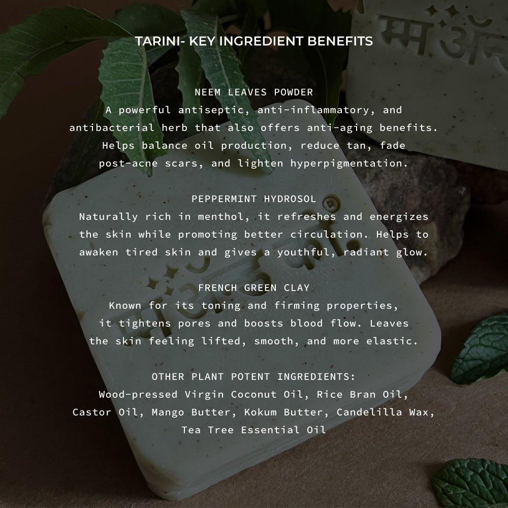 Tarini Cold Process Soap (Neem + Peppermint) – Body Soap on Brown Living™. SKU: CB04. Img 3.