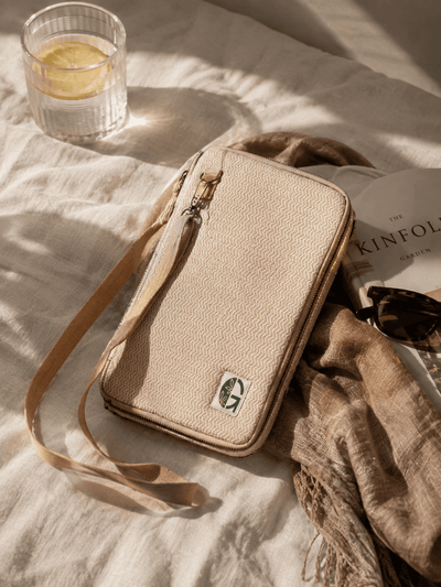 Taro iPad Sling Bag | Compact Everyday Crossbody Bag – Sling Bag on Brown Living™. SKU: OGSBIP01white. Img 1.