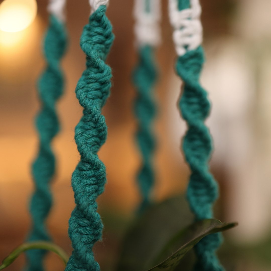 Teal Web Macrame Plant Holder | Verified Sustainable by Brown Living™