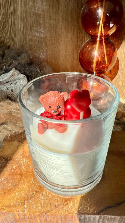Teddy Heart Glass Jar Candle | Handcrafted Cute Scented Candle – Candles & Fragrances on Brown Living™. SKU: LUSH_0021. Img 3.