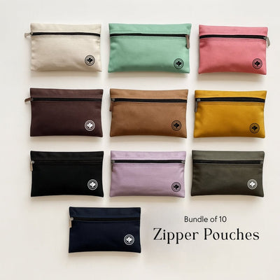 Ten Piece Zipper Pouch Set - Smart, Handy and Sleek | Cotton Canvas – Organisers on Brown Living™. SKU: Bundleof10zipperpouch. Img 2.