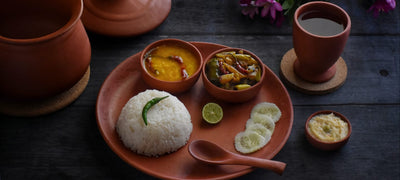 Terracotta 11 Inches Dinner Set – 6 Pcs Handcrafted Clay Set – Dinner Set on Brown Living™. SKU: DS-1. Img 5.