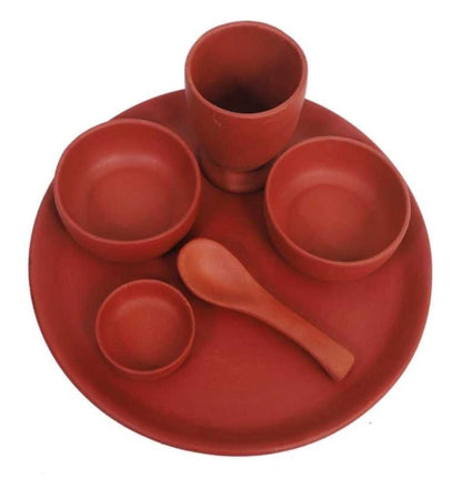 Terracotta 11 Inches Dinner Set – 6 Pcs Handcrafted Clay Set – Dinner Set on Brown Living™. SKU: DS-1. Img 4.
