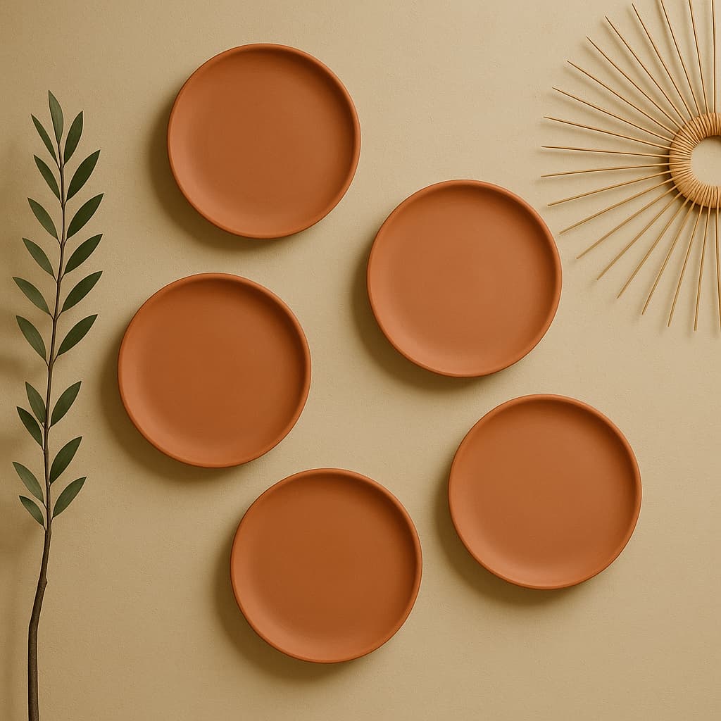 Terracotta 8 - Inch Wall Plate | Handcrafted Decorative Plate – Wall Decor on Brown Living™. SKU: WP-2. Img 8.