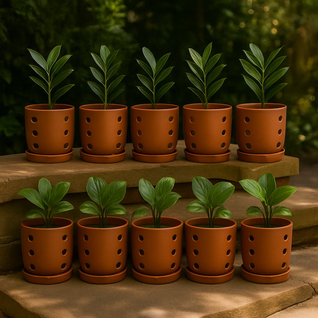 Terracotta Autumn Orchid Planter Small - 4 Inch Pot – Home & Garden on Brown Living™. SKU: PL19-10. Img 23.
