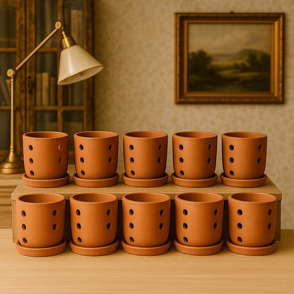 Terracotta Autumn Orchid Planter Small - 4 Inch Pot – Home & Garden on Brown Living™. SKU: PL19-10. Img 21.