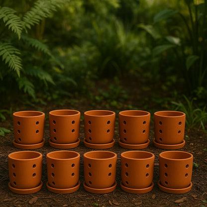 Terracotta Autumn Orchid Planter Small - 4 Inch Pot – Home & Garden on Brown Living™. SKU: PL19-10. Img 20.