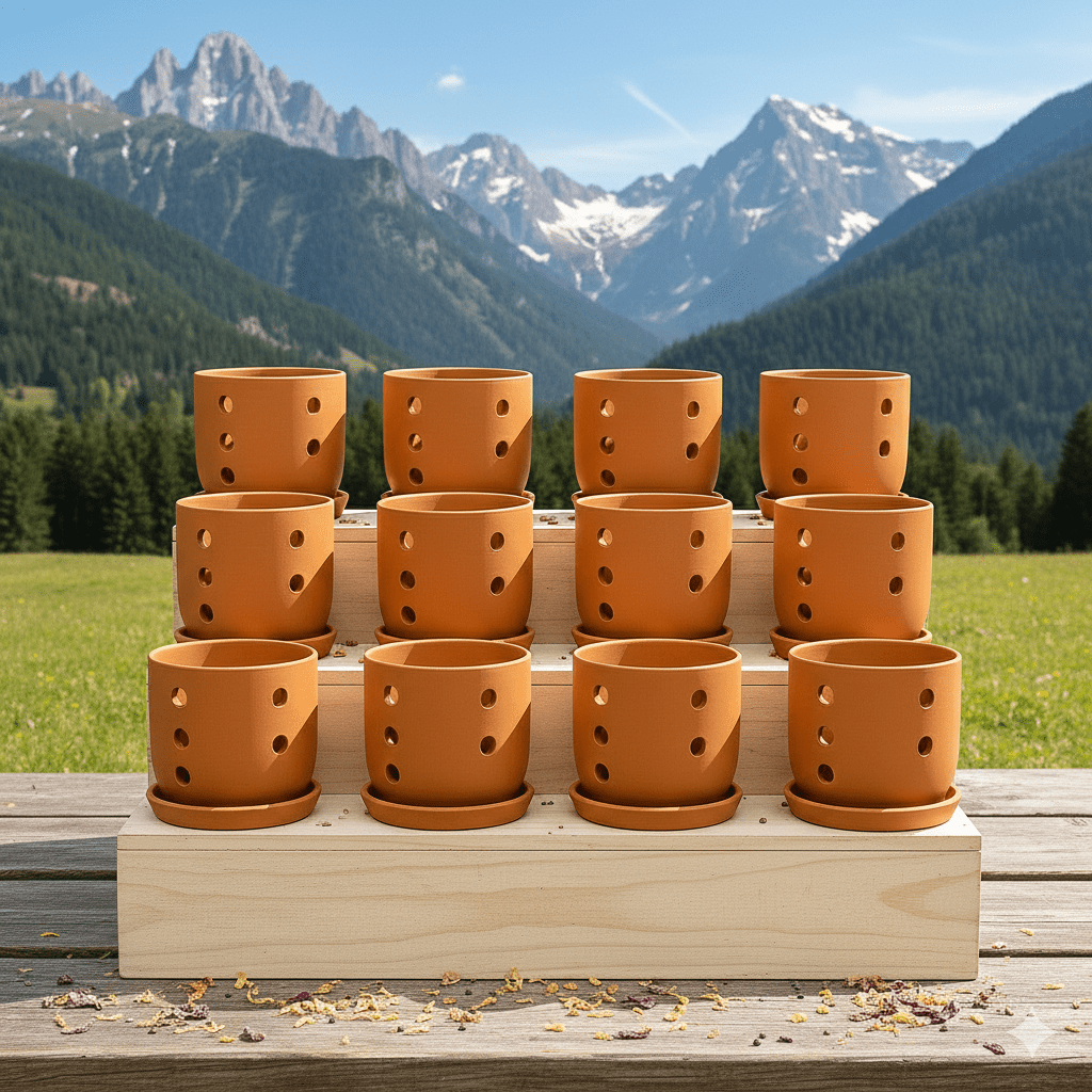 Terracotta Autumn Orchid Planter Small - 4 Inch Pot – Home & Garden on Brown Living™. SKU: PL19-2A. Img 3.