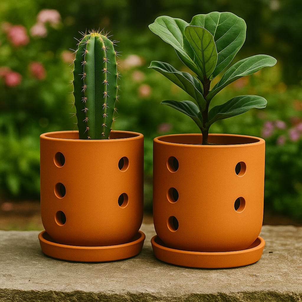 Terracotta Autumn Orchid Planter Small - 4 Inch Pot – Home & Garden on Brown Living™. SKU: PL19-2A. Img 9.