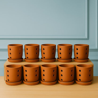 Terracotta Autumn Orchid Planter Small - 4 Inch Pot – Home & Garden on Brown Living™. SKU: PL19-8. Img 29.