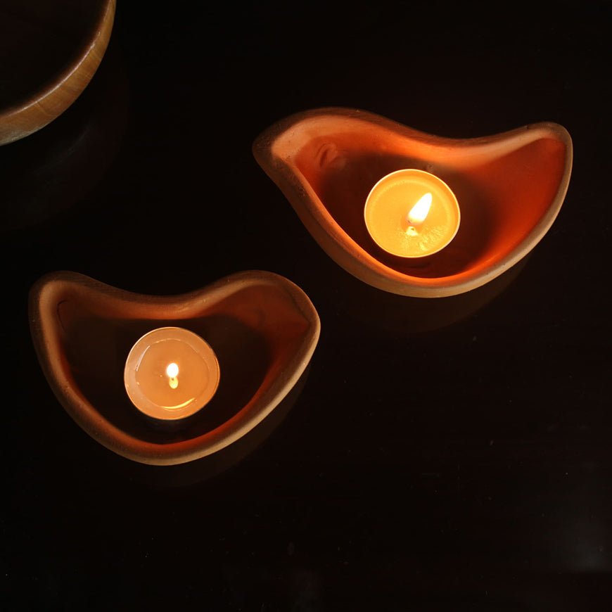 Terracotta Bird Candle Holder | Set of 6 + 6 Pcs Complimentary Candles | Verified Sustainable by Brown Living™