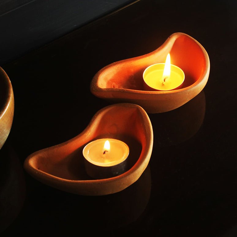 Terracotta Bird Candle Holder | Set of 6 + 6 Pcs Complimentary Candles | Verified Sustainable by Brown Living™