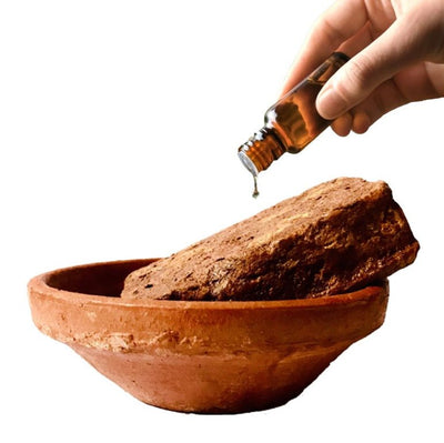 Terracotta Block Aroma Diffuser with Clay Bowl | Red - Rose Fragrance – Fragrance Diffusers on Brown Living™. SKU: BLSPGTBADREDRSF1. Img 2.