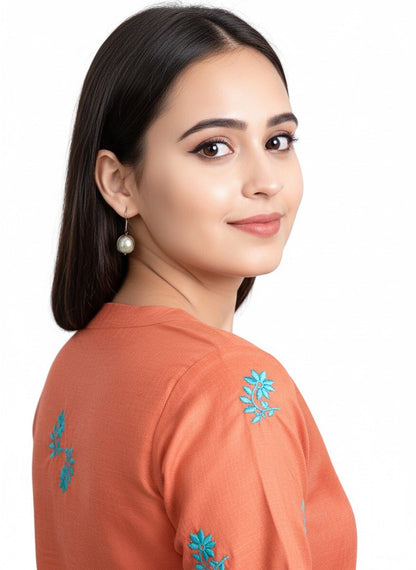 Terracotta Blossom Cotton Layer Top –Stylish Women's Wear – Womens Top on Brown Living™. SKU: T03014. Img 5.