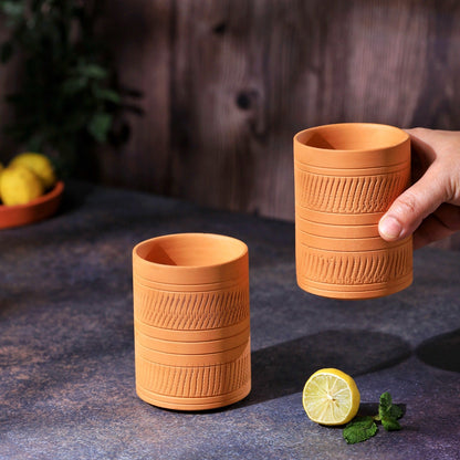 Terracotta Kohinoor Jumbo Glass | Handmade Clay Water Glass – Mugs on Brown Living™. SKU: DG-10. Img 2.