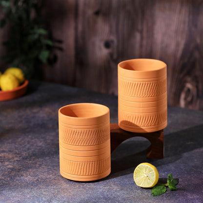 Terracotta Kohinoor Jumbo Glass | Handmade Clay Water Glass – Mugs on Brown Living™. SKU: DG-10. Img 1.