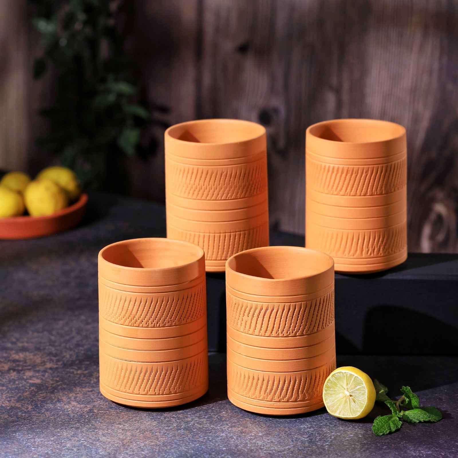 Terracotta Kohinoor Jumbo Glass | Handmade Clay Water Glass – Mugs on Brown Living™. SKU: DG-12. Img 16.