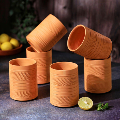 Terracotta Kohinoor Jumbo Glass | Handmade Clay Water Glass – Mugs on Brown Living™. SKU: DG-12. Img 6.