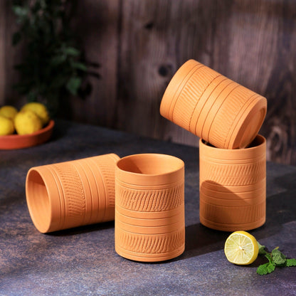 Terracotta Kohinoor Jumbo Glass | Handmade Clay Water Glass – Mugs on Brown Living™. SKU: DG-12. Img 14.